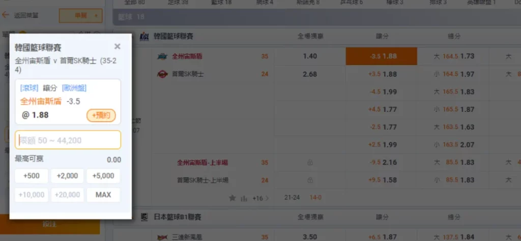 場中投注規則-投注限額規定