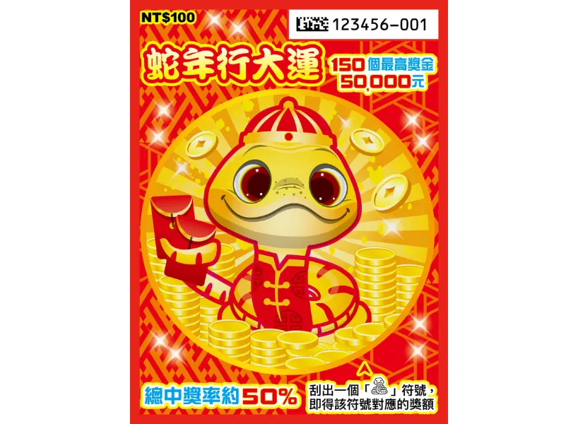 2025刮刮樂蛇年2000萬大紅包！1200個「100萬」等你來刮！